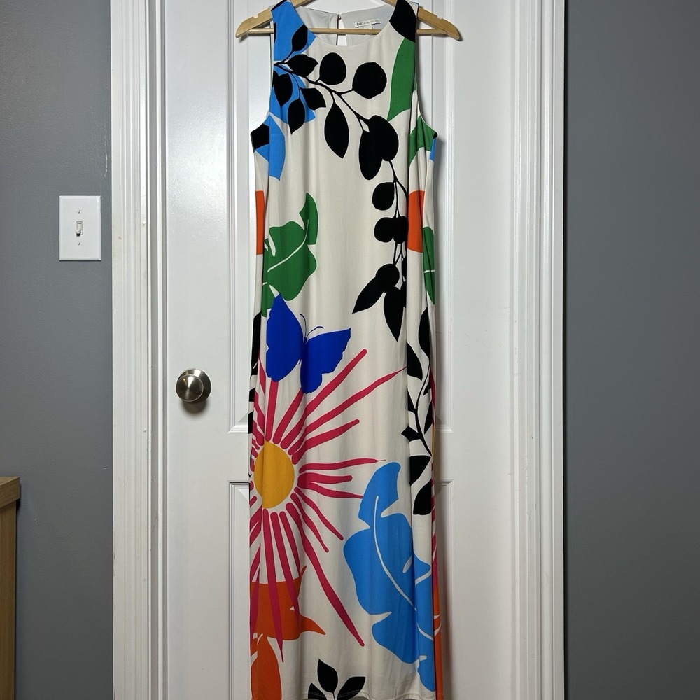 Cato Tropical‎ Botanical Print Maxi Dress Tomato Girl Summer Maximalist Style